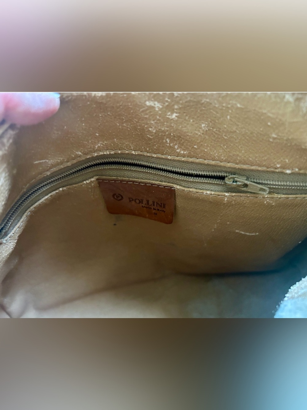 Pollini Satchel Bag Purse Brown Vintage Italian Leather Monogram Double Handle - Picture 10 of 12